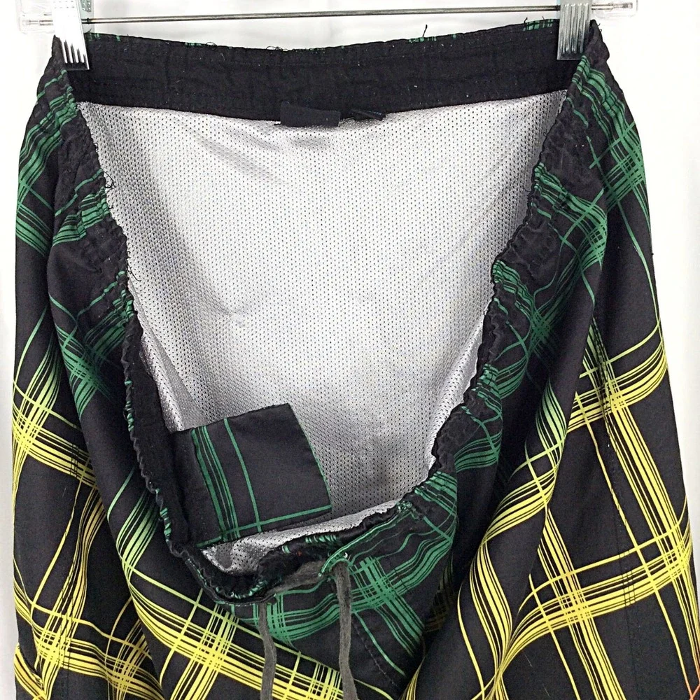 Burnside Men's Swim Trunks Shorts Size Large Plaid Bermuda Lined 42
